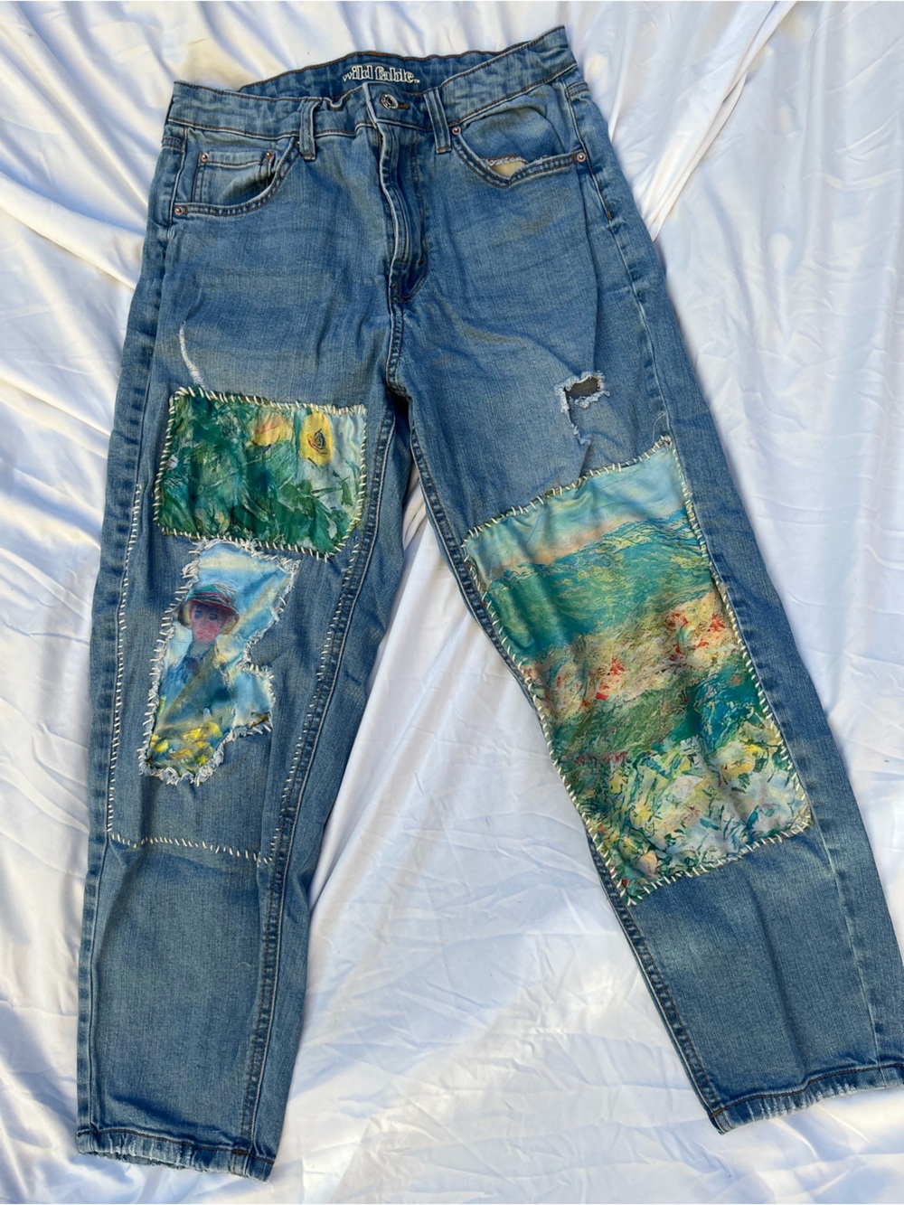 Wild Fable OOAK Reworked Art Patchwork Boyfriend Jeans Wearable Art
